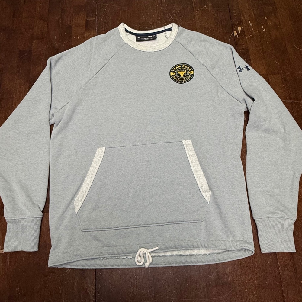 Under Armour Project Rock Sweatshirt Mens Medium Gray Team Rock Crewneck 1370452